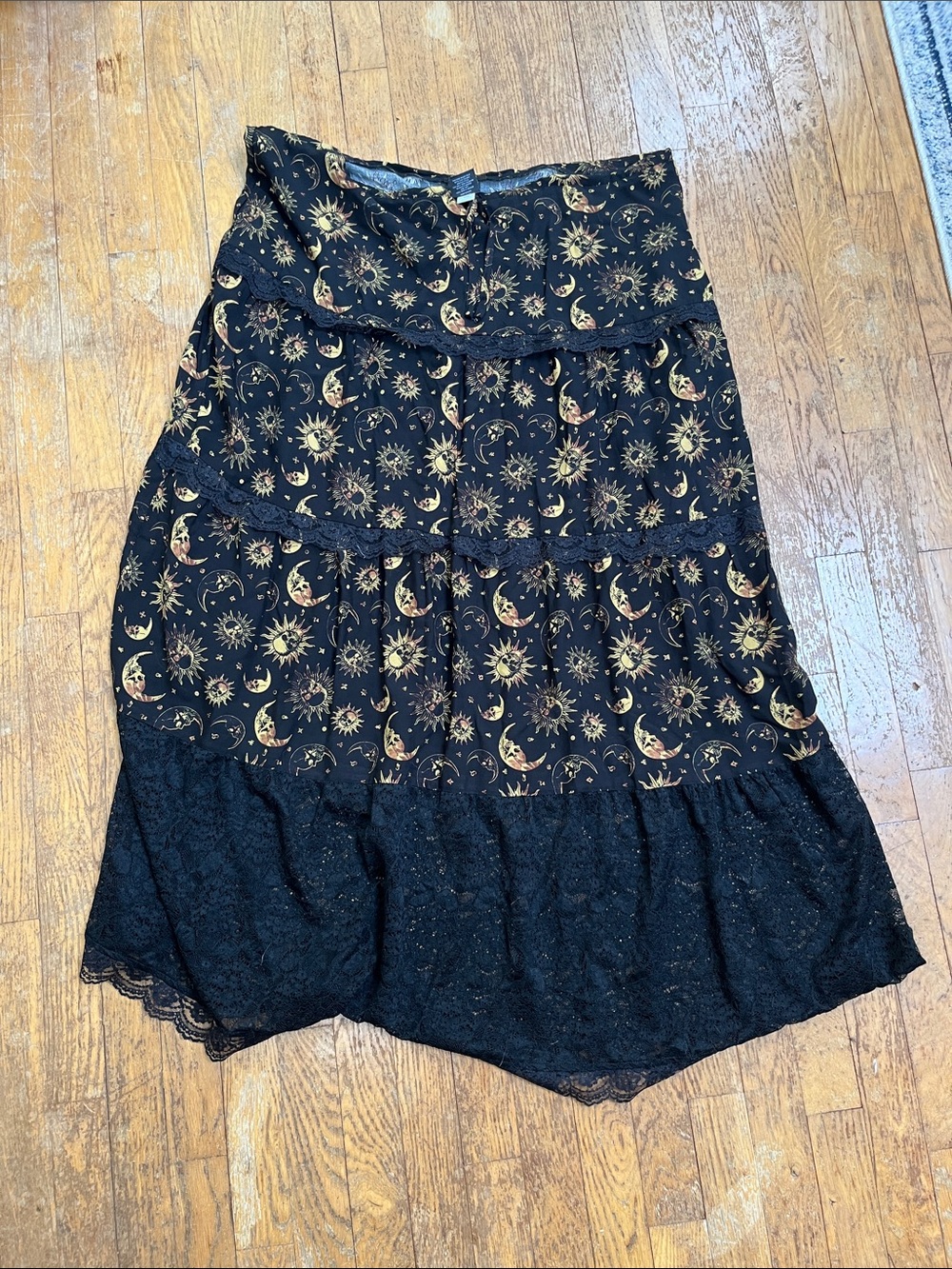 Black Celestial Print Maxi Skirt from Hot Topic